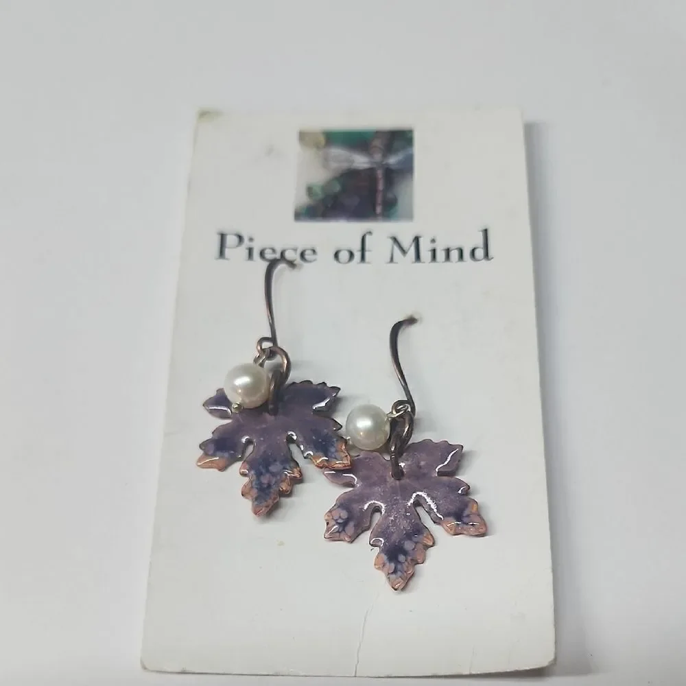 Purple Leaf Design Earrings Jewelry